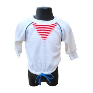 Vintage 1980s Health-Tex Terry Cloth Shirt - Red, White, and Blue - 12 Months